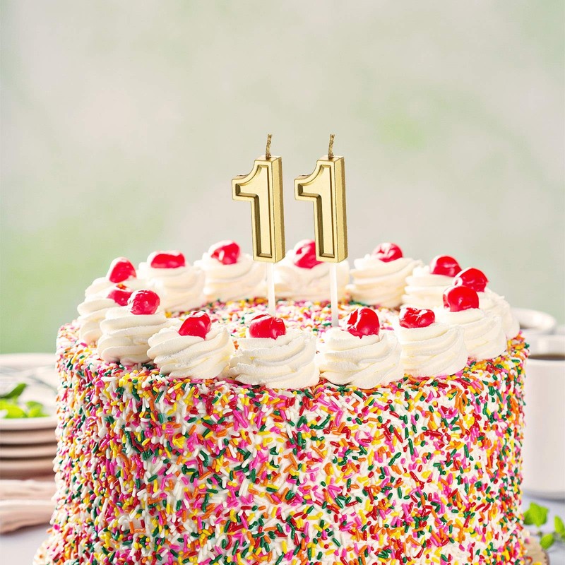 11th Birthday Candles Cake Number Happy 4.5 inches, Gold gallery