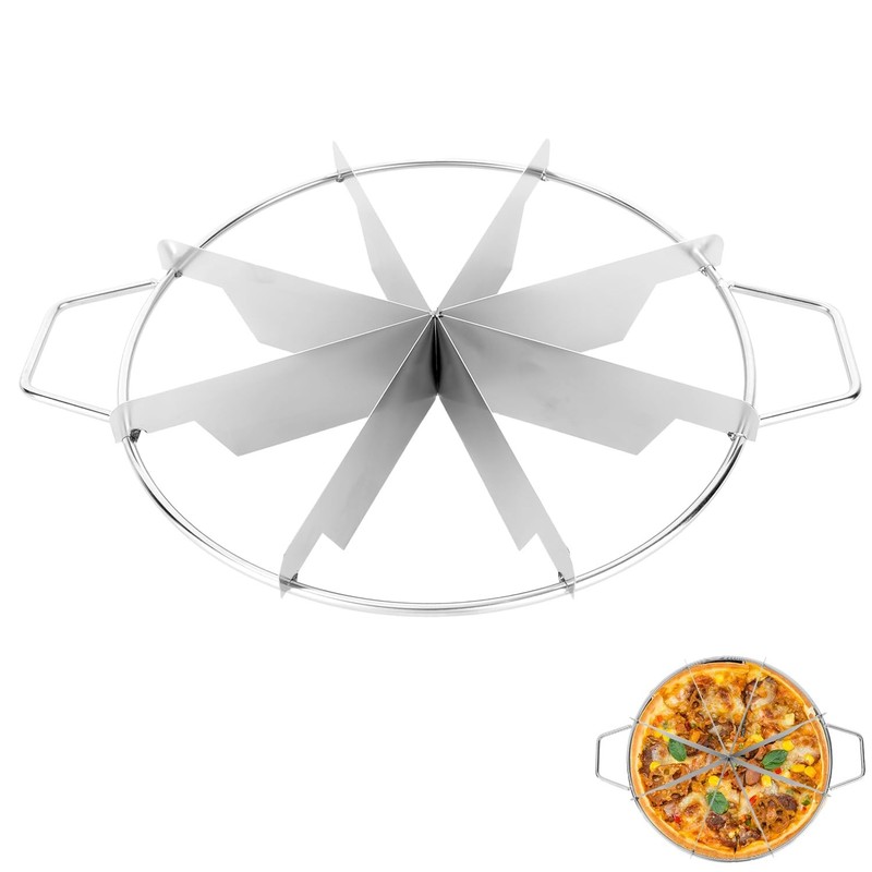 8-Slice Cake Cutter Press, Stainless Steel Round Pie Divider with Side Handle…