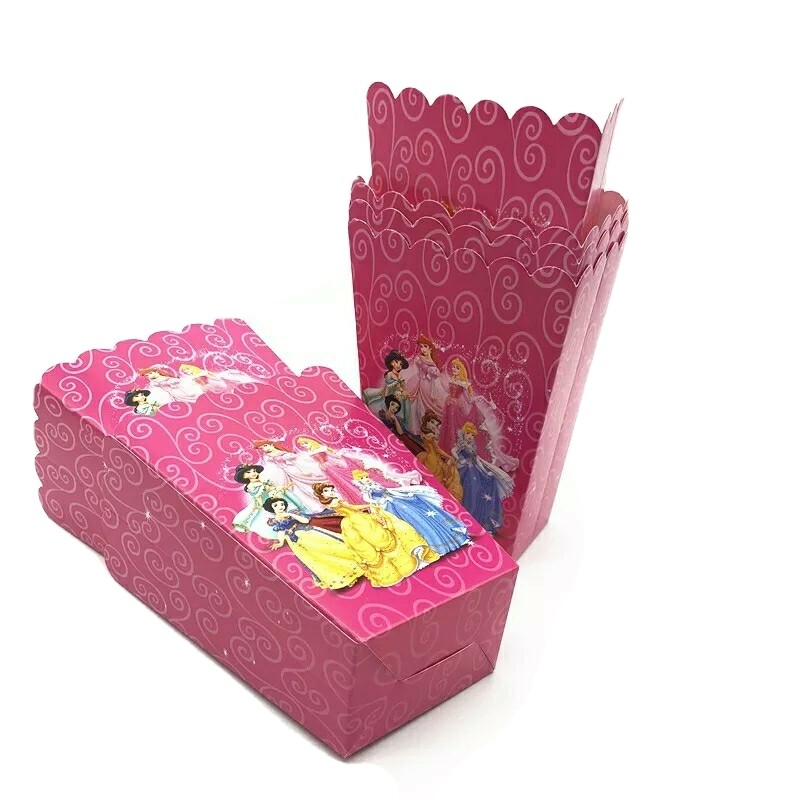 12 Pcs Set, princess Pop Corn Candy Boxes Kids Birthday Party Supply