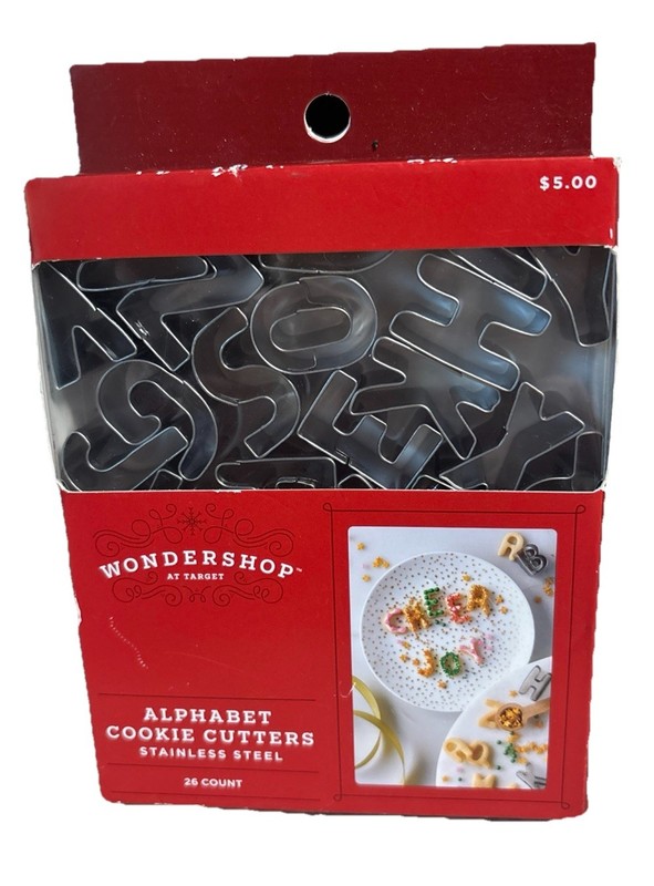 New 26 Piece Alphabet Cookie Cutters Set Silver Wondershop Mini Letters