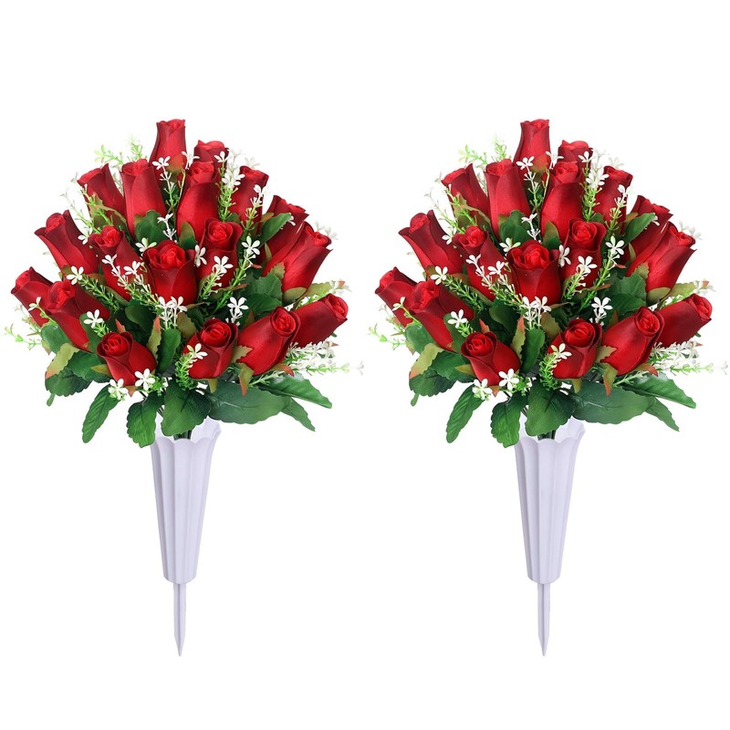 IDMOP Artificial Cemetery 14.5 inches (tall) x 12 (vase height), Red
