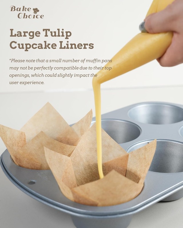 Nordic Paper 100pcs Extra Large Size Natural Tulip Cupcake Liners Baking Jumbo gallery