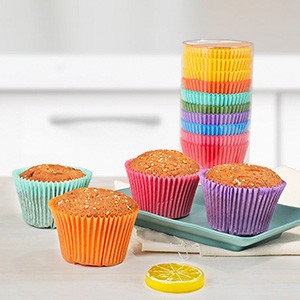 Gifbera Bright Rainbow Jumbo Cupcake Liners 400-Count, Large Solid Colorful gallery