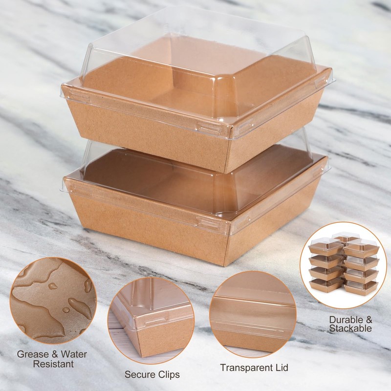 Mini Charcuterie Boxes with Clear Lids, 4.5x4.5 Inches 100 Pack Dessert Boxes... gallery