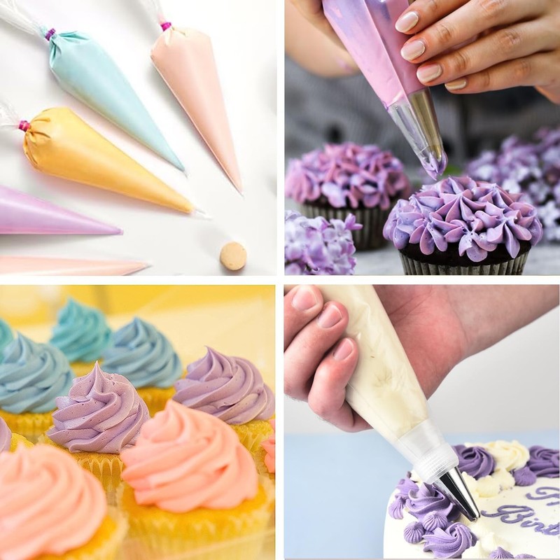 Piping Bags Disposable 14 Inch 100PCS Anti Burst Thicken Pastry Bags with 6 I... gallery