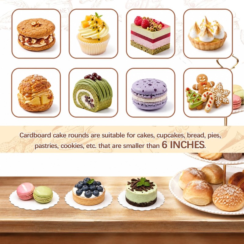 30 Pack 6 Inch Round Wave Cake Boards, Disposable Corrugated White Cake Cardb... gallery