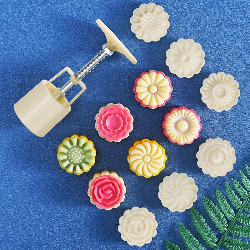 Luxiv Moon Cake Mould 50g, 12 PCS Pattern Hand-Pressure Mooncake White gallery
