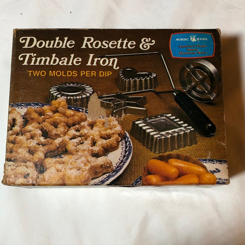 Nordic Ware Pastry Maker Rosette Timbale Iron Set 4 Molds Vintage With Manual gallery
