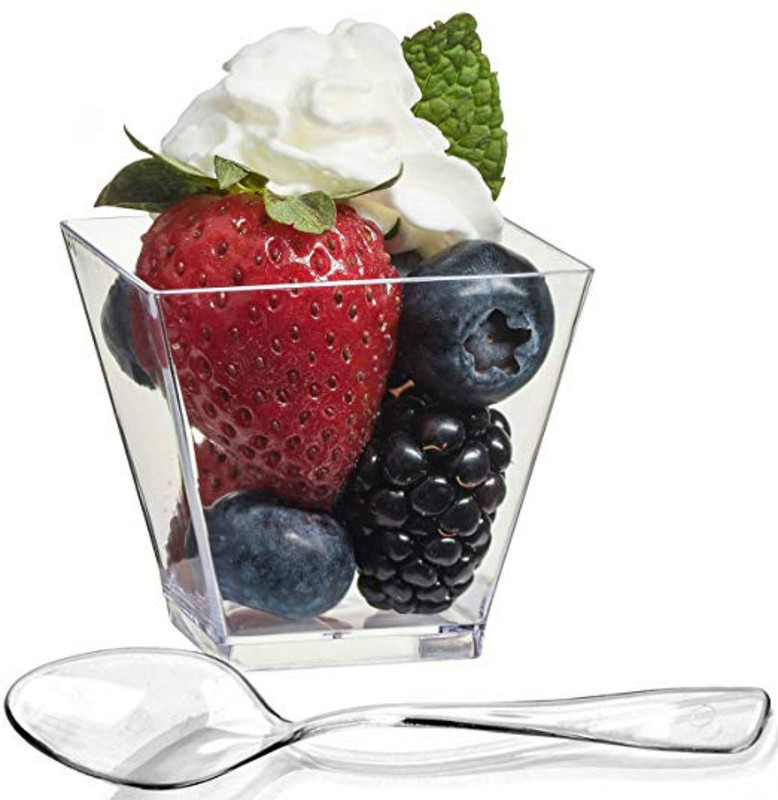 zappy 100 Square Mini Dessert Cups 2oz Clear Tasting Sample Shot Glasses Dess…