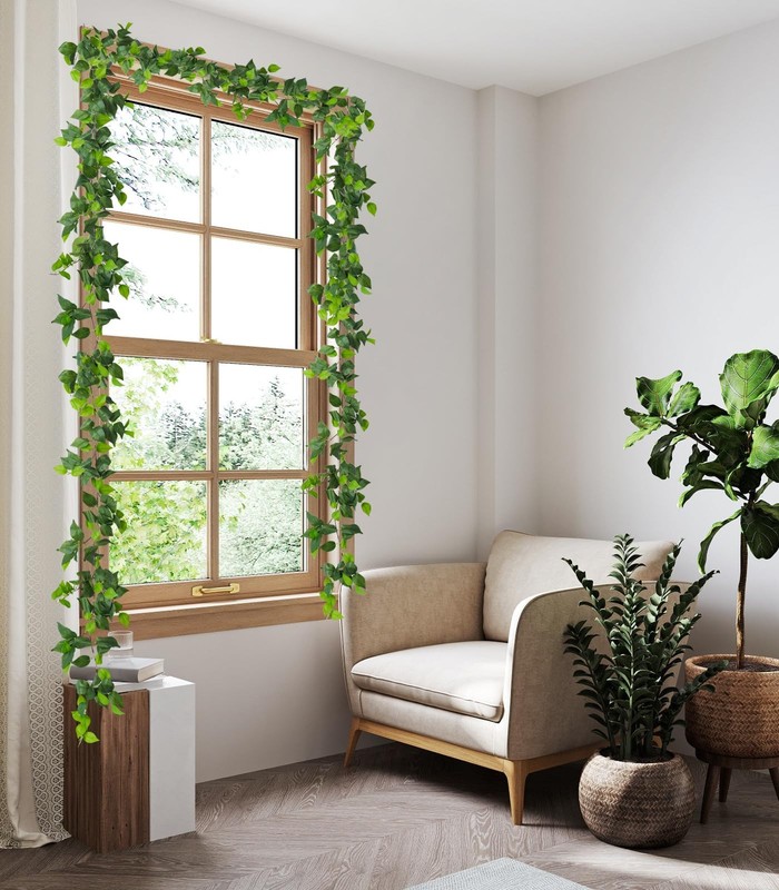 RECUTMS 6 Strands Artificial Ivy Vines Garland Silk Green Leaves Hanging Plants gallery