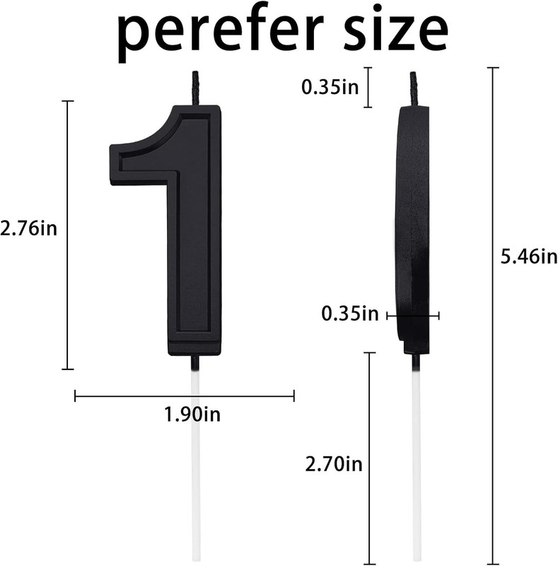 Black 1 Number Birthday Candles for Cake, 2.76 Inch Cake Topper Number 1 Candles gallery
