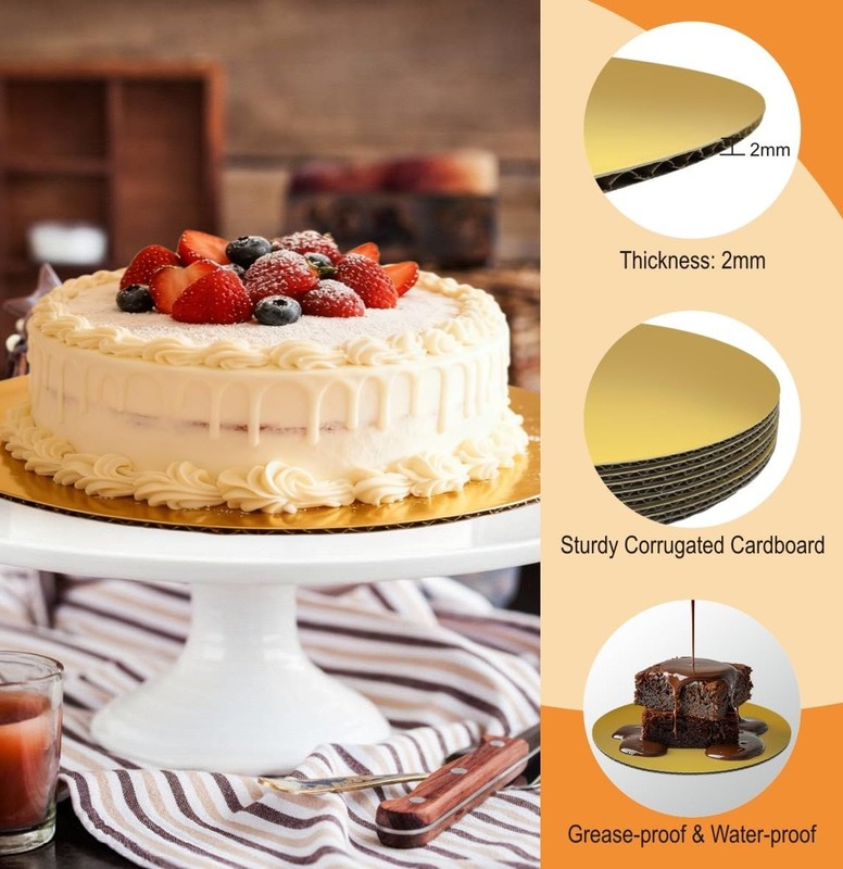 8 PCS Cake Boards 10 Inch Round, Gold 10 Inch Cake Boards Rounds Cake Plate, ... gallery