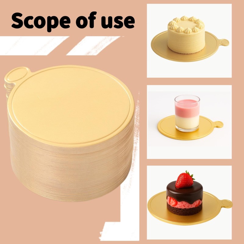 100 Pcs 3.1 Inch Mini Cake Boards Mousse Cupcake Base Paper Plates Circle Des... gallery