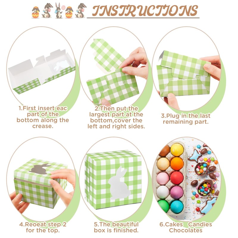 24 Pcs Easter Treat Boxes - 5 Colorful Cardboard Boxes with Rabbit Bunny Shap... gallery