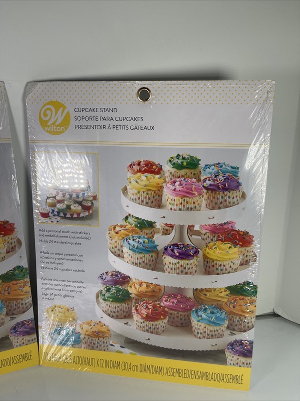 Lot Of 2 Wilton Cupcake Stands-White 12"X10.5" Holds 24 Cupcakes Part W1512127 gallery