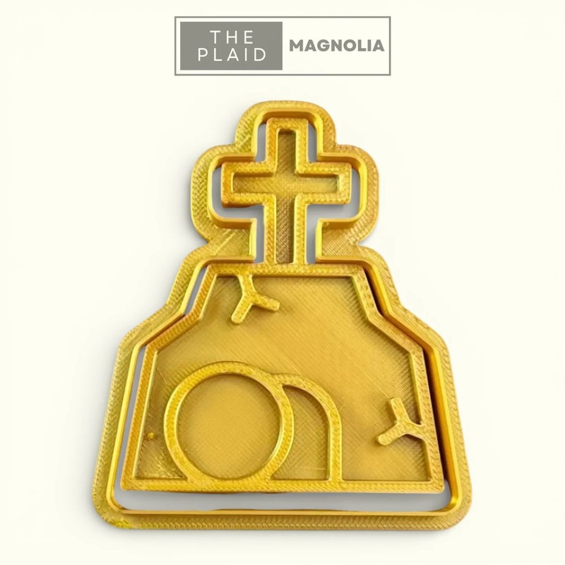 Rock with Cross – Custom 3D Printed Cookie Cutter + Stamp Combo