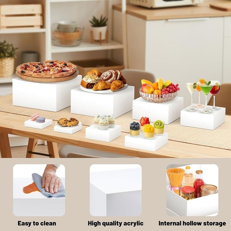 Acrylic Display Riser Set 8 Stands Buffet Organizer Multi Level Food Holder New gallery