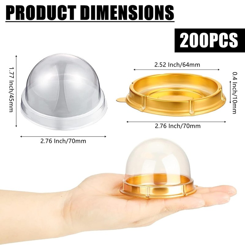 RHBLME 200 Pack Mini Bundt Cake Containers, Clear Plastic Small Cake Boxes wi... gallery