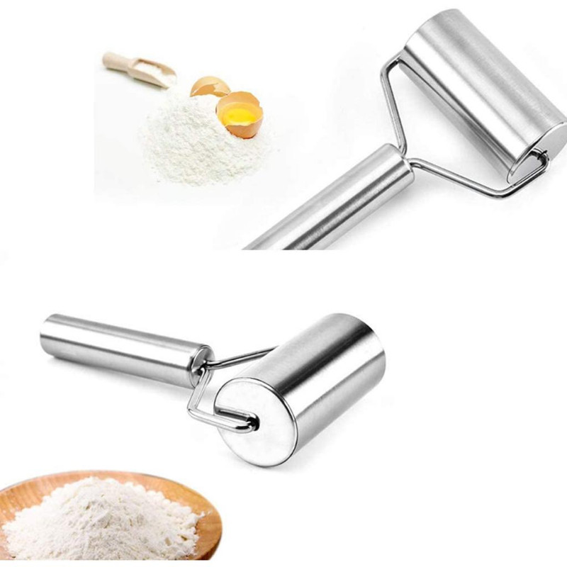 Stainless Steel Roller Rolling Pin w/ Handle for Pastry Pizza FAST SHIP gallery