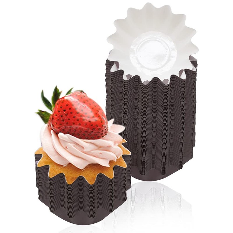 100 PCS Brown Standard Muffin Wrappers Greaseproof Flared Brioche Baking Cups