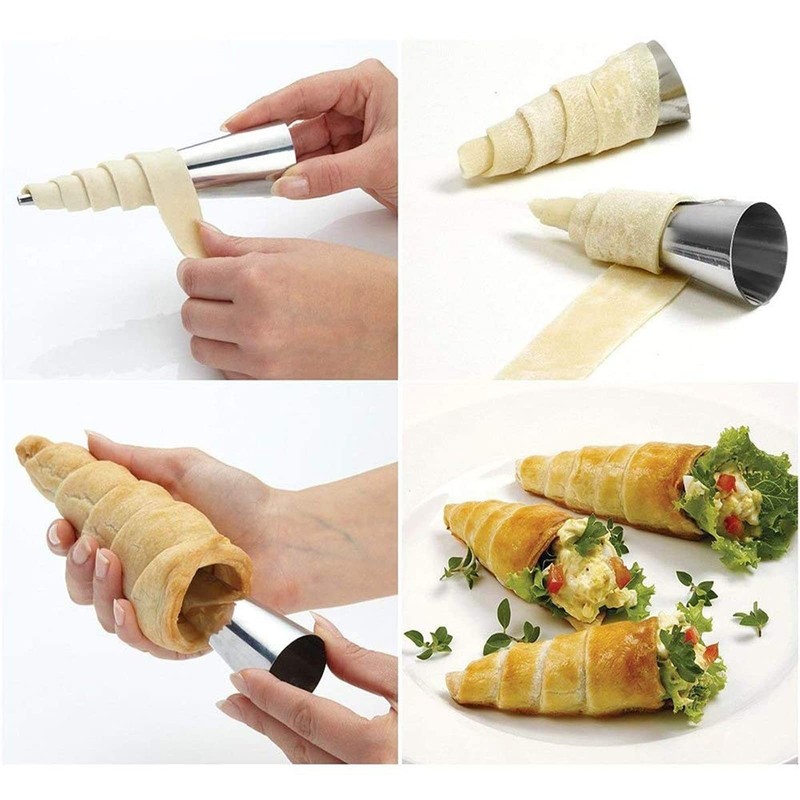 10 PCS 5-Inch Large Pastry Cream Horn Molds Stainless Steel Cannoli Tubes gallery