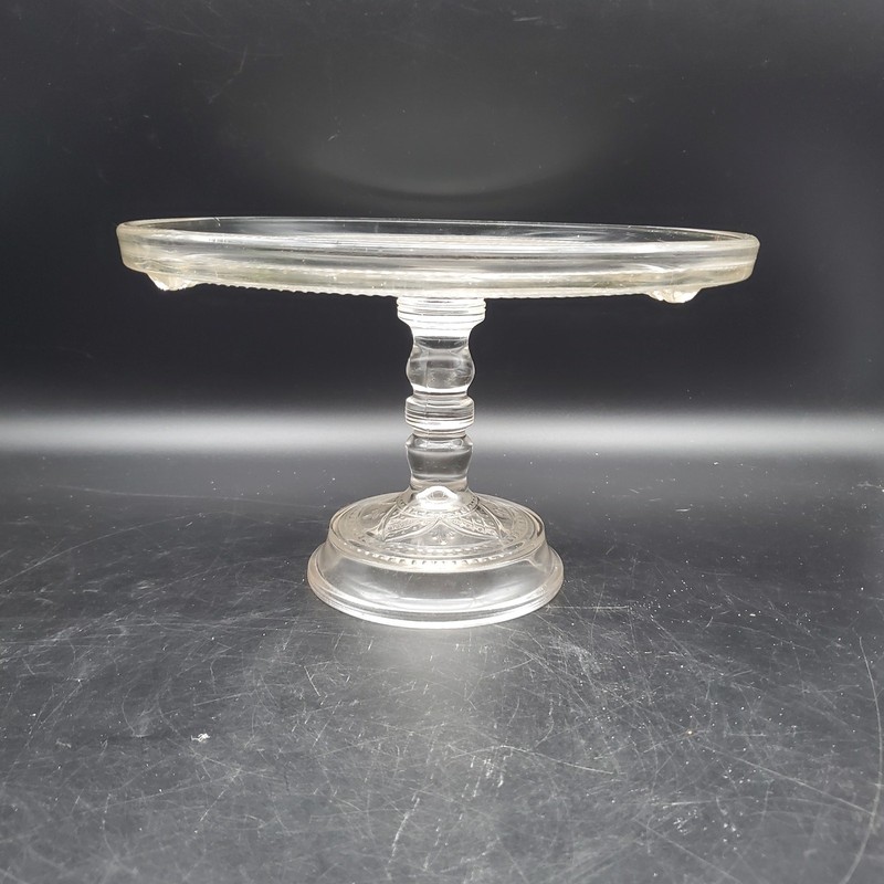 Vintage Etched Glass Cake Stand Pedestal 10” Plate Dessert Display