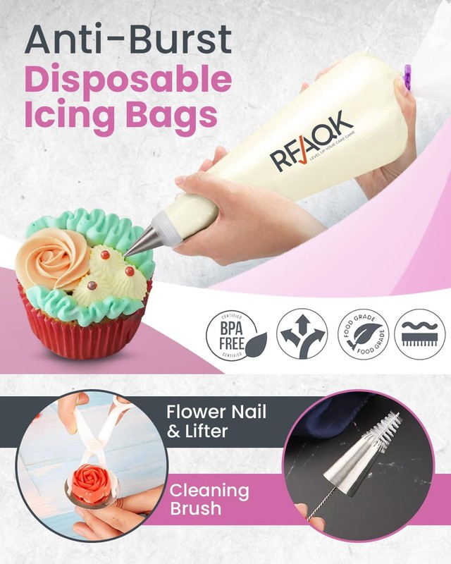 74 PCs Icing Piping Bags and Tips Set, Cake Decorating Kit with 48-Numbered P... gallery