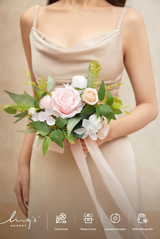 Ling'S Moment Lings Moment Pink Artificial Wedding Flower Bouquets For gallery