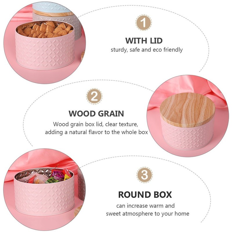Iron Round Dessert Box with Lid for Bakery Cookie Snacks Storage Solution gallery