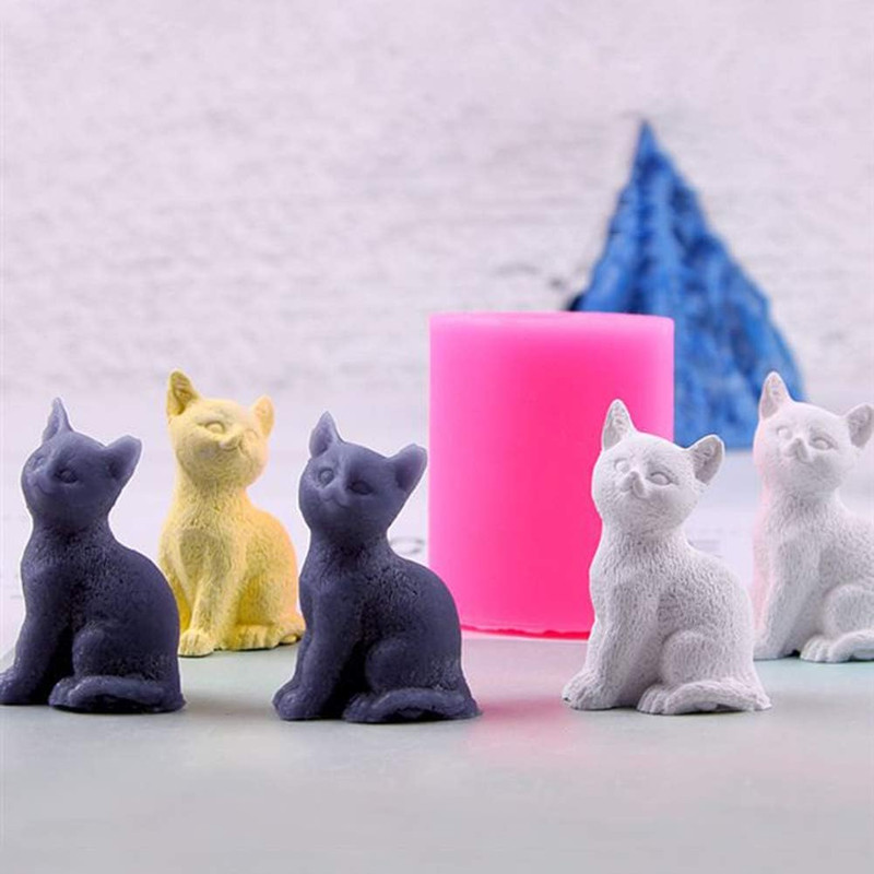 2Pcs Mini Size 3D Kitten Candle Molds, Small Kitty Cat Silicone Chocolate Candy gallery