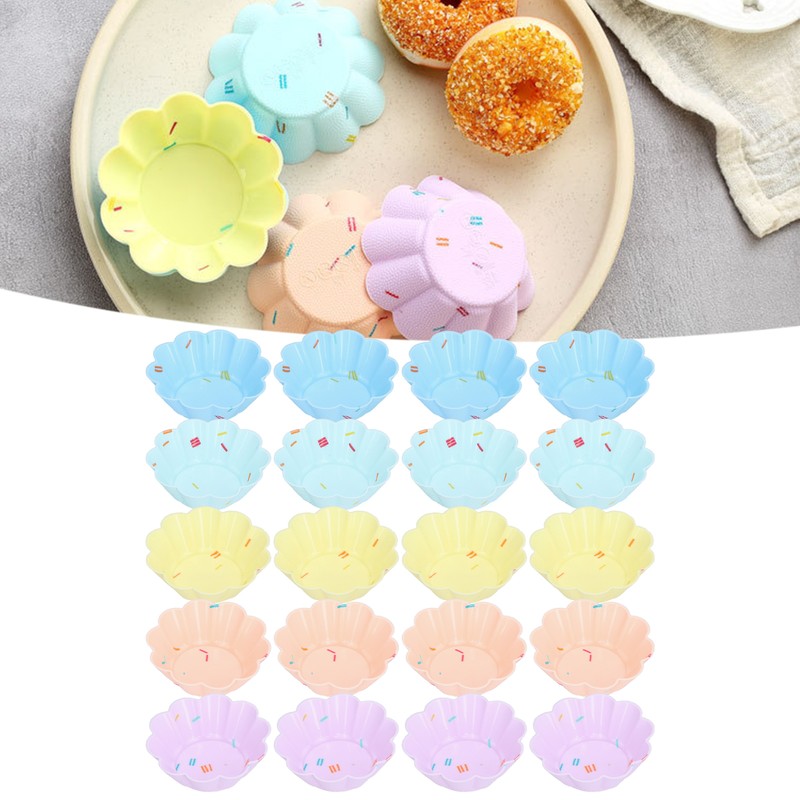 20Pcs Small Cake Cup Baking Mold Reusable Easy Clean Silicone Mini Cupcake US gallery