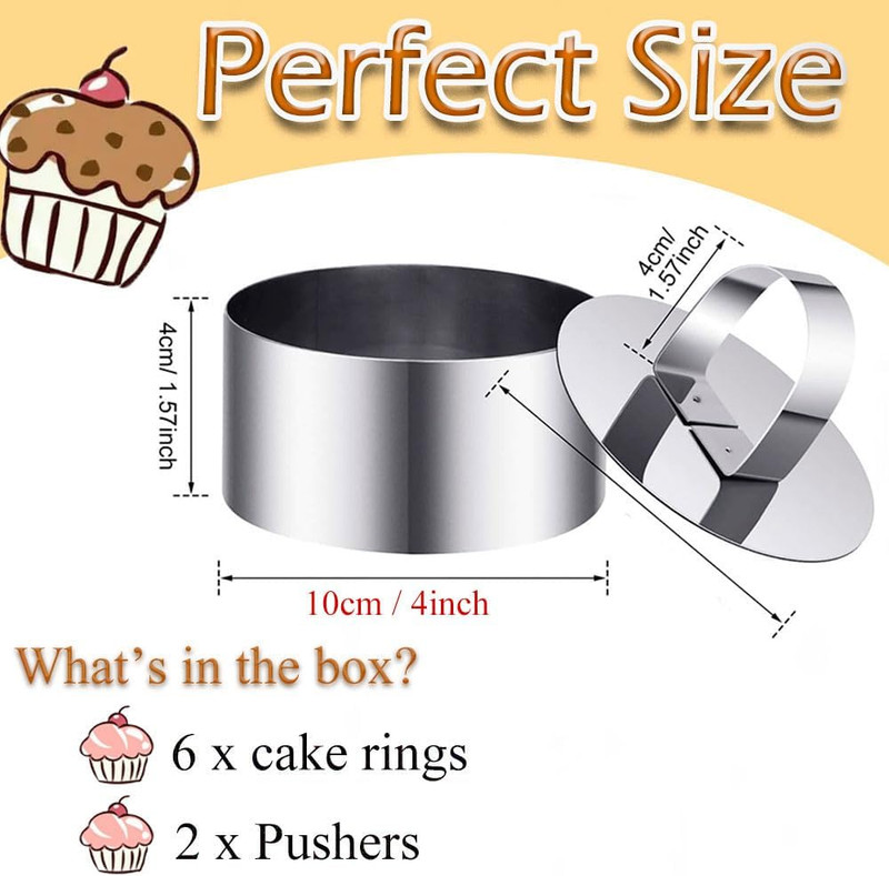 Cake Ring Molds 4 Inch Stainless Steel round Food Ring Dessert Mousse Molds Cook gallery