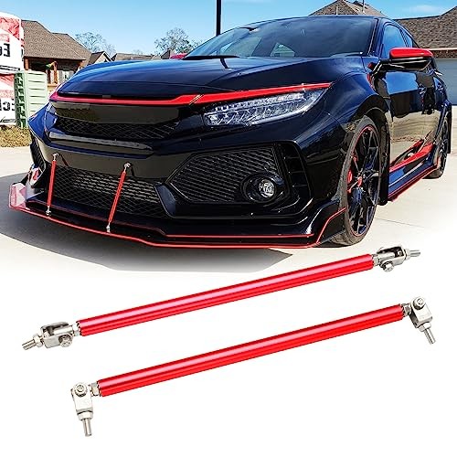 2PCS 8″-11″ Adjustable Front Bumper Lip Splitter Diffuser Strut Rod 8”-11” Red