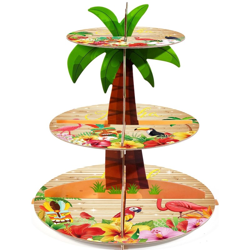 3-Tier Cupcake Stand – Palm Tree Party Decor for Luau, Hawaiian & Tropical Th…