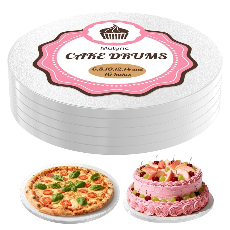 5 PCS 8 Inch White Round Cake Drums 1/2 Inch Thick Greaseproof Cardboard Base