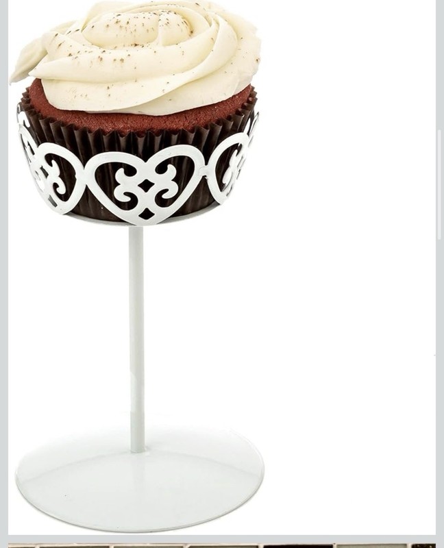 White Metal Single Cupcake Stand Modern Glossy Holder for Parties 8 piece gallery