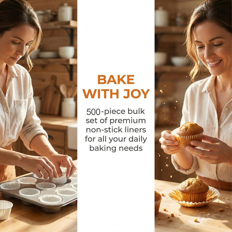 500 Pcs Paper Dessert Cups, 3.5 Oz Cupcake Baking Liners, Parchment Muffin Liner gallery