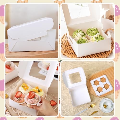 MUMULULU PCS White Paper Cupcake Boxes with 4 Cavity Cookie Gift Boxes with 14 gallery
