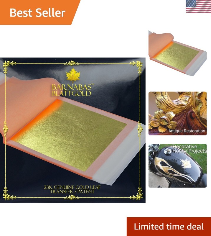 23K Genuine Gold Leaf Sheets, 25 Transfer Sheets 3.1 inch bkts AKA Real Gold …