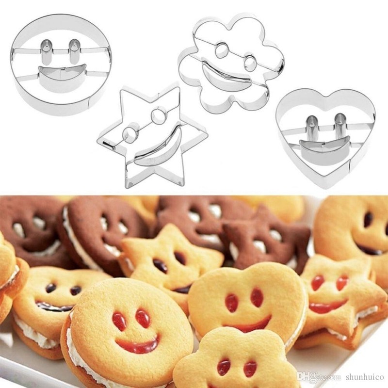 4Pc Metal Cookie Cutter Biscuit Mold Baking Modeling Tool Smile Mickey Dreidel gallery