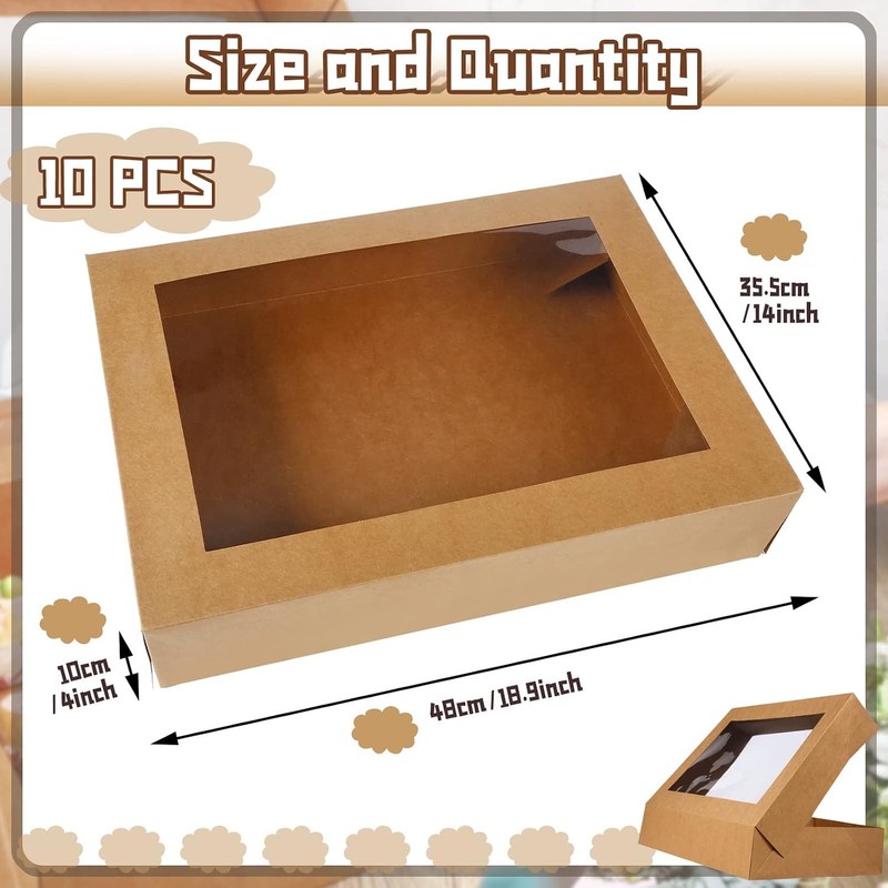 19x14x4 Inch Half Sheet Cake Boxes Large Rectangle Bakery Boxes with Window gallery