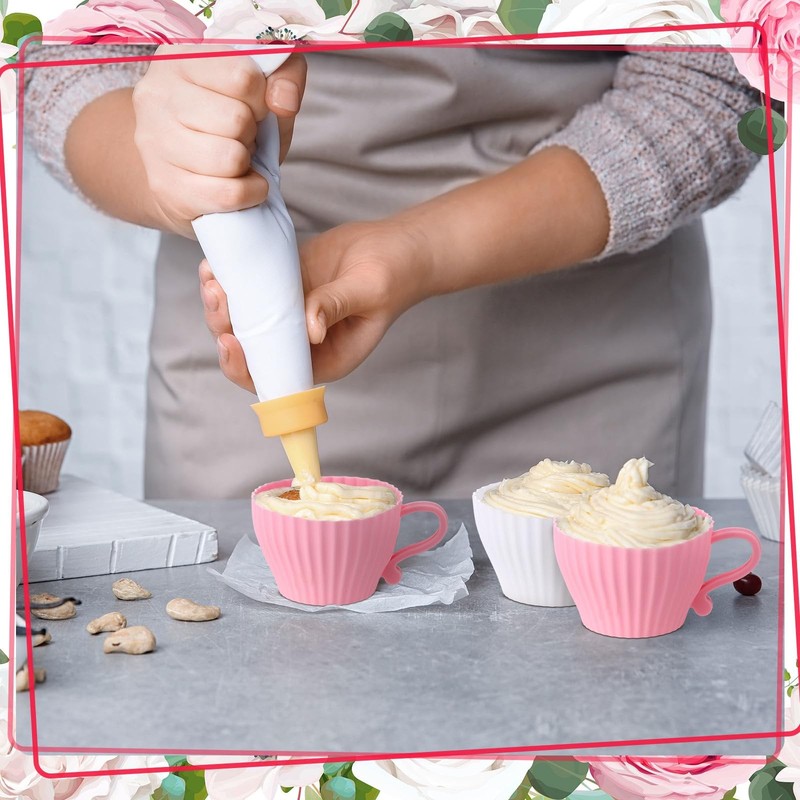 24 Pcs Silicone Teacup Cupcake Molds Muffin Cups for Baking, Teacup Cupcake L... gallery