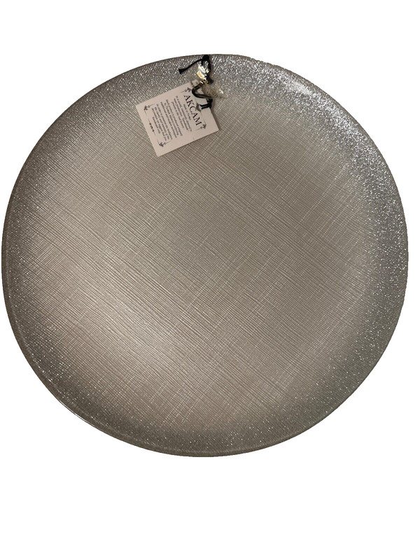 Akcam Holidays Silver Glitter 11” Cake Stand on Pedestal NEW