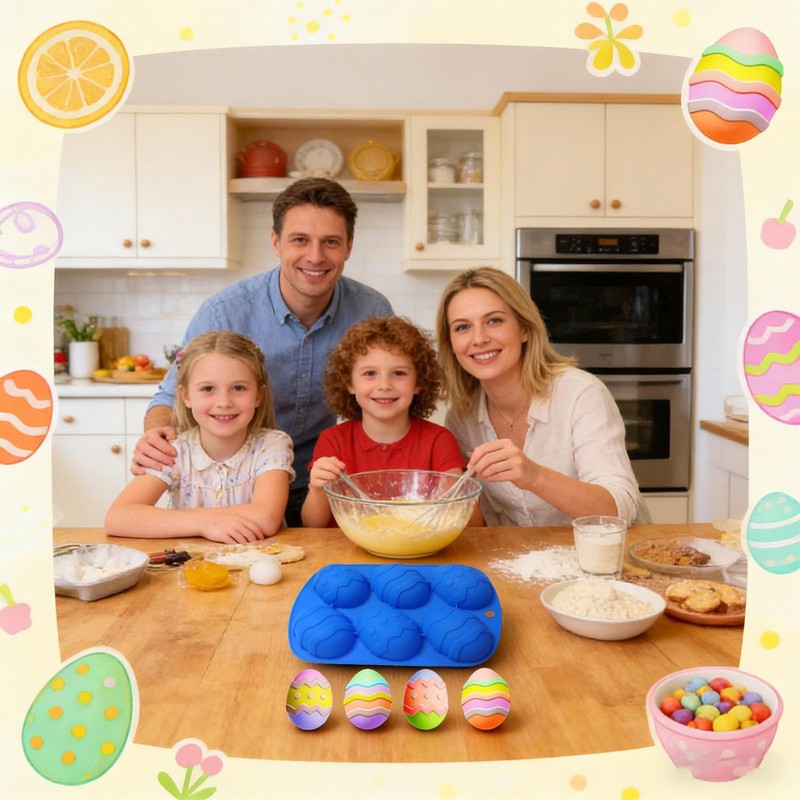 2 Pack Easter Egg Shaped Silicone Cake Mold 6Cavity Chocolate Cook Trays gallery