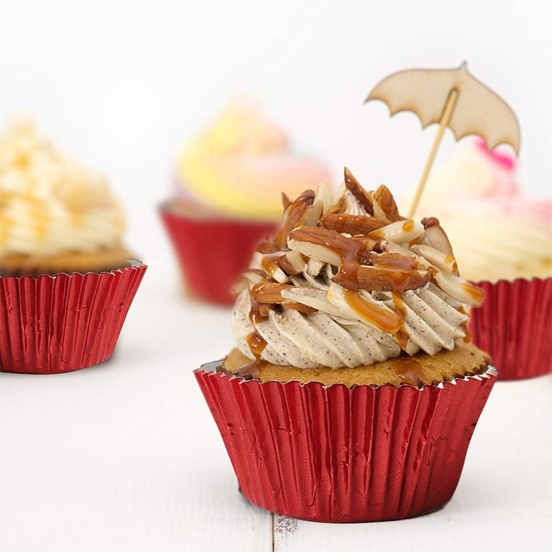 Cupcake Liners Red, Standard Size Red Foil Cupcake Liners Wrappers Metallic Baki gallery