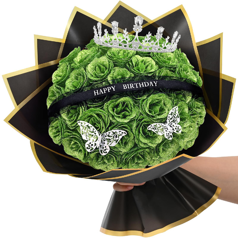 Waipfaru Glitter Roses Bouquetbirthday Gifts For Women Momdiy Fake Flowers
