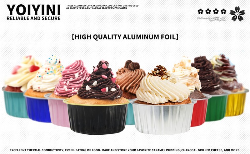 4th of July 50Pcs Mini Aluminum Foil Cupcake,5oz Baking Cups with Lids | Blue gallery