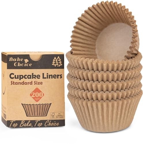 Non-stick 200pcs Standard Cupcake Liners for Baking, Natural, Food Unbleached gallery