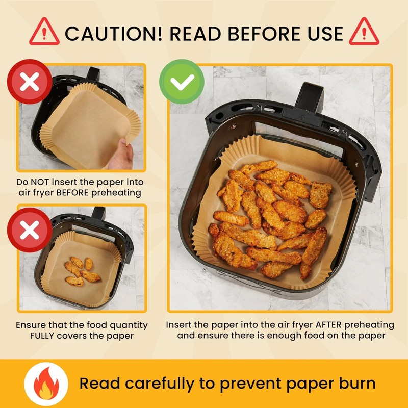 Air Fryer Paper Liners, 125Pcs Air Fryer Disposable Liners, Non-Stick and Oil... gallery