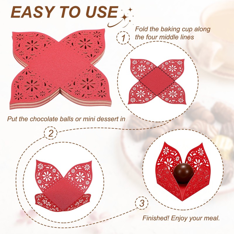 30Pcs 1.4x1.4" Snowflake Truffle Wrapper Cupcake Liners for Decor, Black gallery